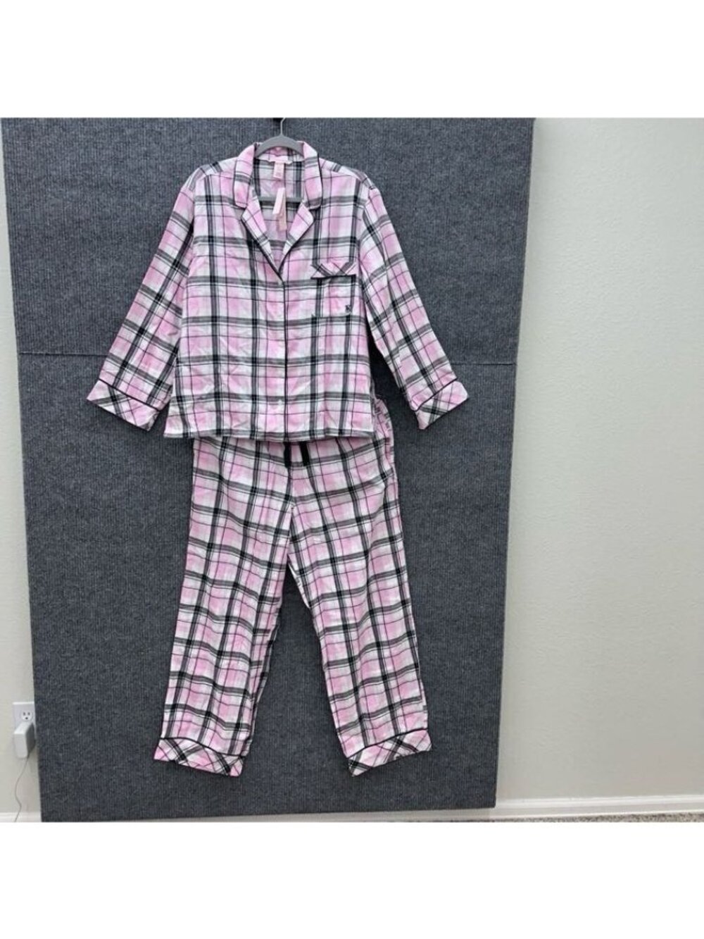 Victorias Secret Flannel Long Sleeve Button Up Pajama Set Womens sz XL Short NEW